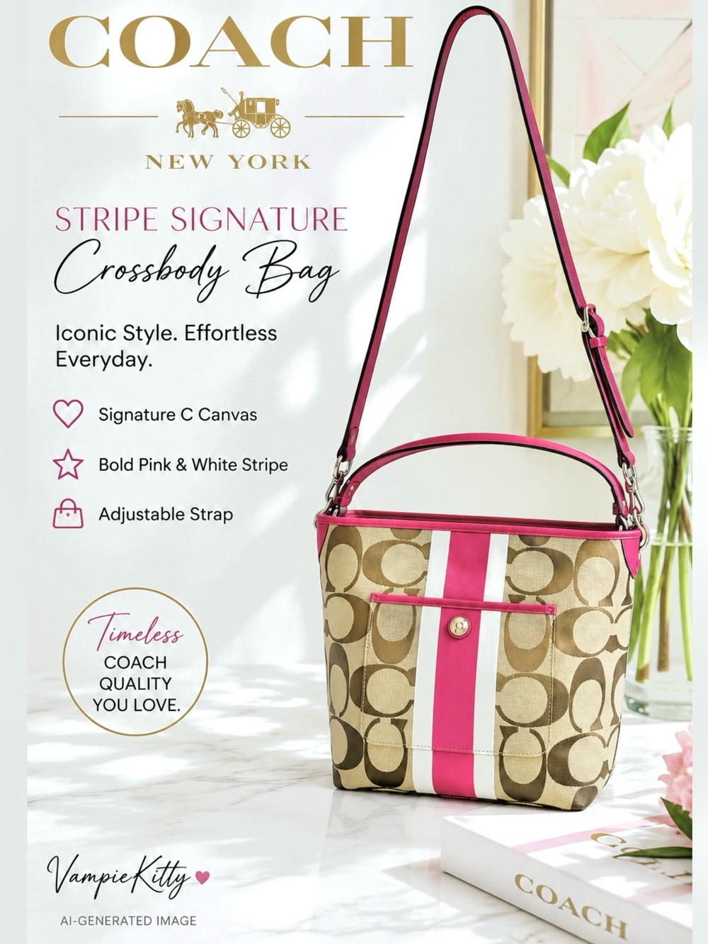 Vintage Y2K Coach Hamptons Signature Stripe Tote Pink Leather Style 10055 - Picture 17 of 17